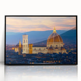 Large abstract wall art depicting Florence scenery in muted earth tones on a framed acrylic.