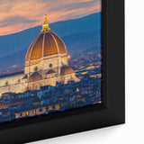 Framed canvas of a textured, colorful Florence scenery in muted earth tones, ideal for living room decor.