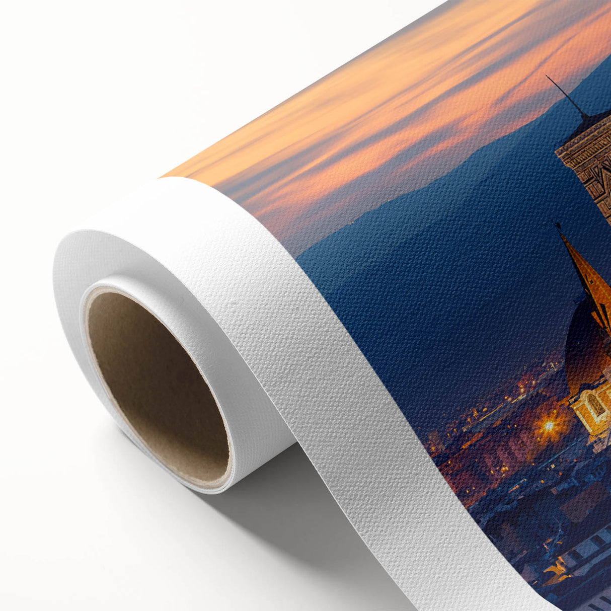 Art Deco poster of Florence scenery in pastel shades on rolled canvas, ideal for nursery wall art.