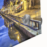 Large abstract depiction of Milan in muted earth tones on acrylic glass.