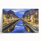 Black and white stretched canvas of Milan scenery, ideal for kitchen wall art.
