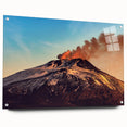 Acrylic print of Mount Etna, Italy in muted earth tones, ideal for dining room decor.
