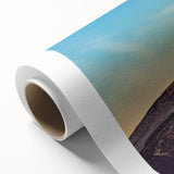 Art deco poster of Mount Etna in muted earth tones on rolled canvas, ideal for nursery wall art or dining room ambiance.