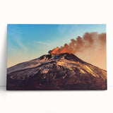 Black and white stretched canvas of Mount Etna, ideal for kitchen wall art.
