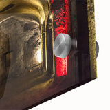 Large abstract wall art of Naples, Italy, in vibrant blue and orange hues on acrylic glass, ideal for dining room art.