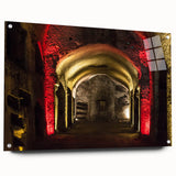 Acrylic print of Naples cityscape, featuring muted earth tones, ideal for dining room decor.