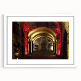 Textured abstract art print of Naples scenery in muted earth tones on a framed white mat, ideal for bedroom art decor.