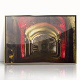 Acrylic print of Naples, Italy scene in art deco style with gold frame, suited for modern nursery wall art.