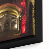Framed canvas of Naples scenery in black with colorful, textured highlights, ideal for large living room walls.