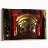 Framed canvas of vintage Naples landscape in muted earth tones, ideal for bedroom wall art.