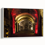 Vintage poster art of Naples scenery on a framed canvas, featuring colorful art in a large format.