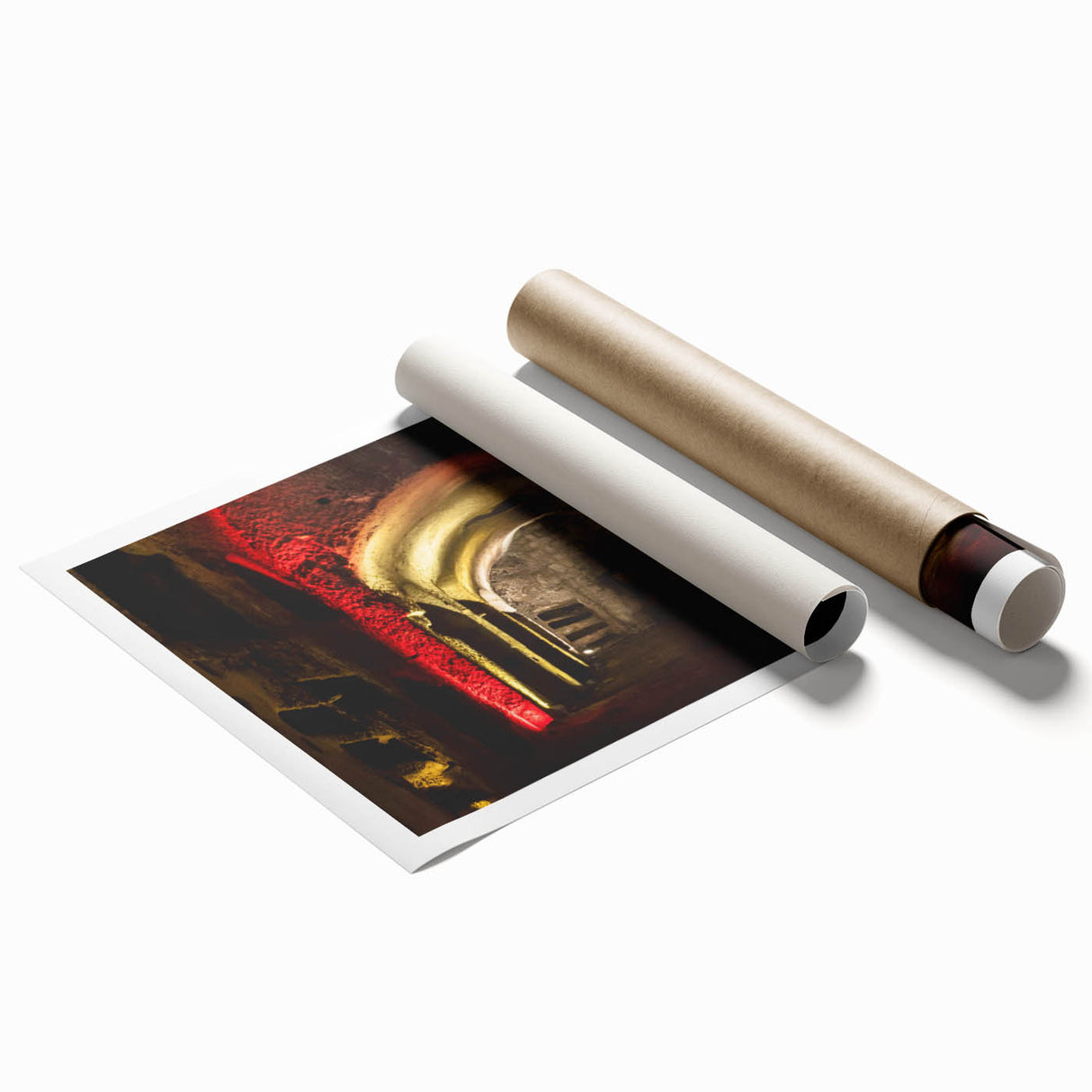 Extra large rolled print of Naples scenery with vibrant floral accents, ideal for classy bathroom wall art.