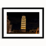 Extra large abstract art print of Pisa, Italy, featuring vibrant, colorful textures on a framed black mat.