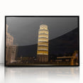 Large abstract wall art of Pisa's scenery in muted earth tones on framed acrylic, suited for modern art wall decor.