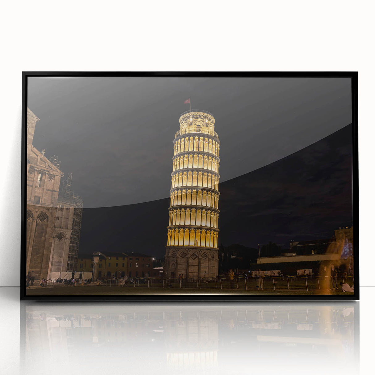 Large abstract wall art of Pisa's scenery in muted earth tones on framed acrylic, suited for modern art wall decor.