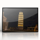 Large abstract wall art of Pisa's scenery in muted earth tones on framed acrylic, suited for modern art wall decor.