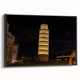 Black and white framed canvas of the Pisa landscape, ideal for bedroom wall art in a vintage poster style.