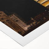 Art deco poster of Pisa scenery in muted earth tones on rolled canvas, suitable for dining room wall art.