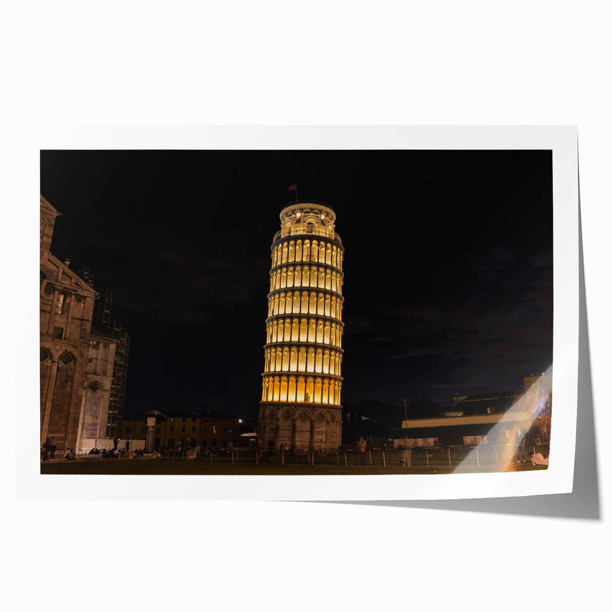 Rolled print of Pisa, Italy scenery with soft floral elements in pastel colors, ideal for art wall dining room.