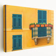Portofino, Italy seaside landscape on large stretched canvas, featuring vibrant blues and greens, ideal for kitchen wall art.