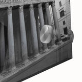 Large abstract depiction of Rome on acrylic glass in muted earth tones, ideal for dining room art.