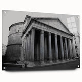 Acrylic print of a Rome cityscape with muted earth tones and architectural details, suitable for dining room decor.