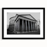Extra large abstract art print of a colorful Rome scenery in a black frame, ideal for living room decor.