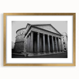 Abstract art print of Rome scenery in muted gold and earth tones on a framed canvas.