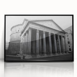 Large abstract wall art depicting a stylized Rome scenery in muted earth tones on a framed acrylic.