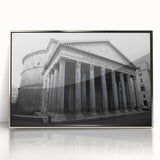 Acrylic print of Rome scenery with silver frame, featuring muted earth tones, ideal for modern art wall decor.