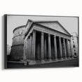 Black and white wall art of Rome landscape on framed canvas, ideal for bedroom decor.