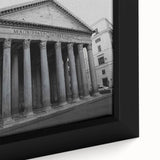 Extra large framed canvas featuring a textured depiction of Rome with muted black and vibrant colorful accents.