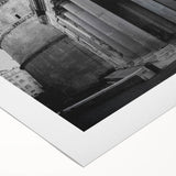 Art deco poster of Rome with muted earth tones on rolled canvas, suitable for dining room wall art.