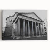 Black and white image of Rome's cityscape on stretched canvas, ideal for kitchen wall art or bedroom ambiance.
