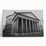 Black and white stretched canvas of Rome's cityscape, ideal for kitchen wall art.