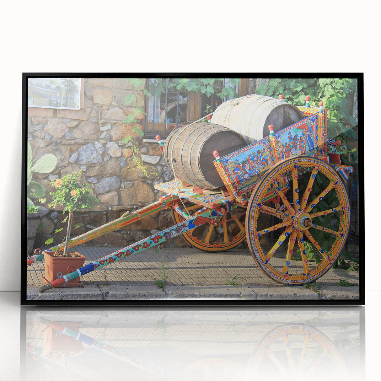 Large abstract wall art depicting a Sicilian landscape in muted earth tones on a framed acrylic panel.