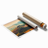 Extra large rolled print of Tuscany landscape with soft floral elements in subdued earth tones.
