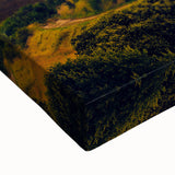 Large art featuring a black and white Tuscan landscape on stretched canvas, suitable for bedroom wall decor.