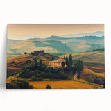 Large black and white stretched canvas of Tuscany landscape, ideal for kitchen wall art.