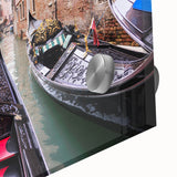 Large abstract depiction of Venice in muted earth tones on acrylic glass, ideal for dining room art.