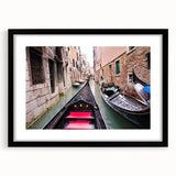 Extra large framed wall art of an abstract Venice scenery in vibrant colors, ideal for living room decor.