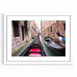 Textured art print of an abstract Venice scenery in muted earth tones on a framed canvas, ideal for bedroom art.