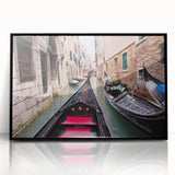 Large abstract wall art of Venice scenery in muted earth tones on a framed acrylic, ideal for living room decor.