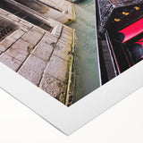 Art deco poster of Venice scenery in muted blues and greens on rolled canvas, ideal for dining room wall art.