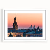 Textured art depicting an abstract European landscape in muted earth tones on a framed white mat, suitable for bedroom decor.