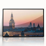 Large abstract wall art of a European landscape in Latvia, featuring muted earth tones on a framed acrylic print.