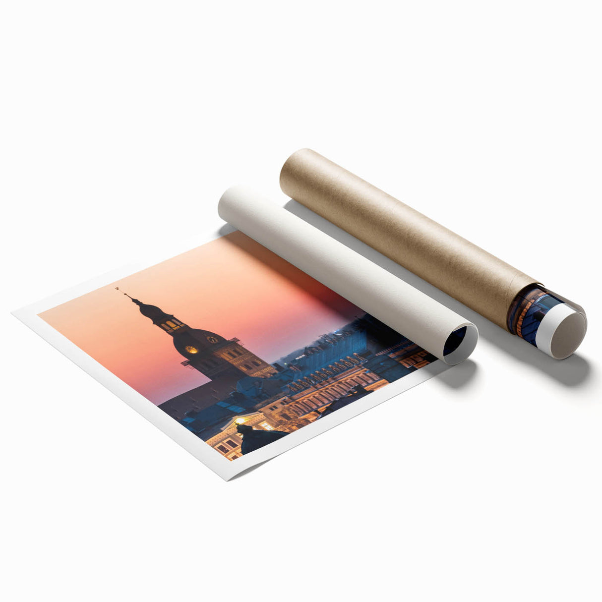 Extra large rolled print of a Latvian landscape with vibrant floral foreground, ideal for classy bathroom wall art.
