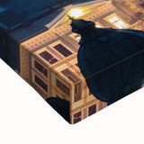 Black and white landscape art painting of a European scenery on large stretched canvas, suitable for bedroom wall decor.