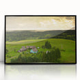 Large abstract wall art featuring a minimalist Lithuanian landscape in muted earth tones on a framed acrylic print.