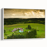 Vintage poster art of a European Lithuania scenery in vibrant colors on a framed canvas, ideal for living room decor.